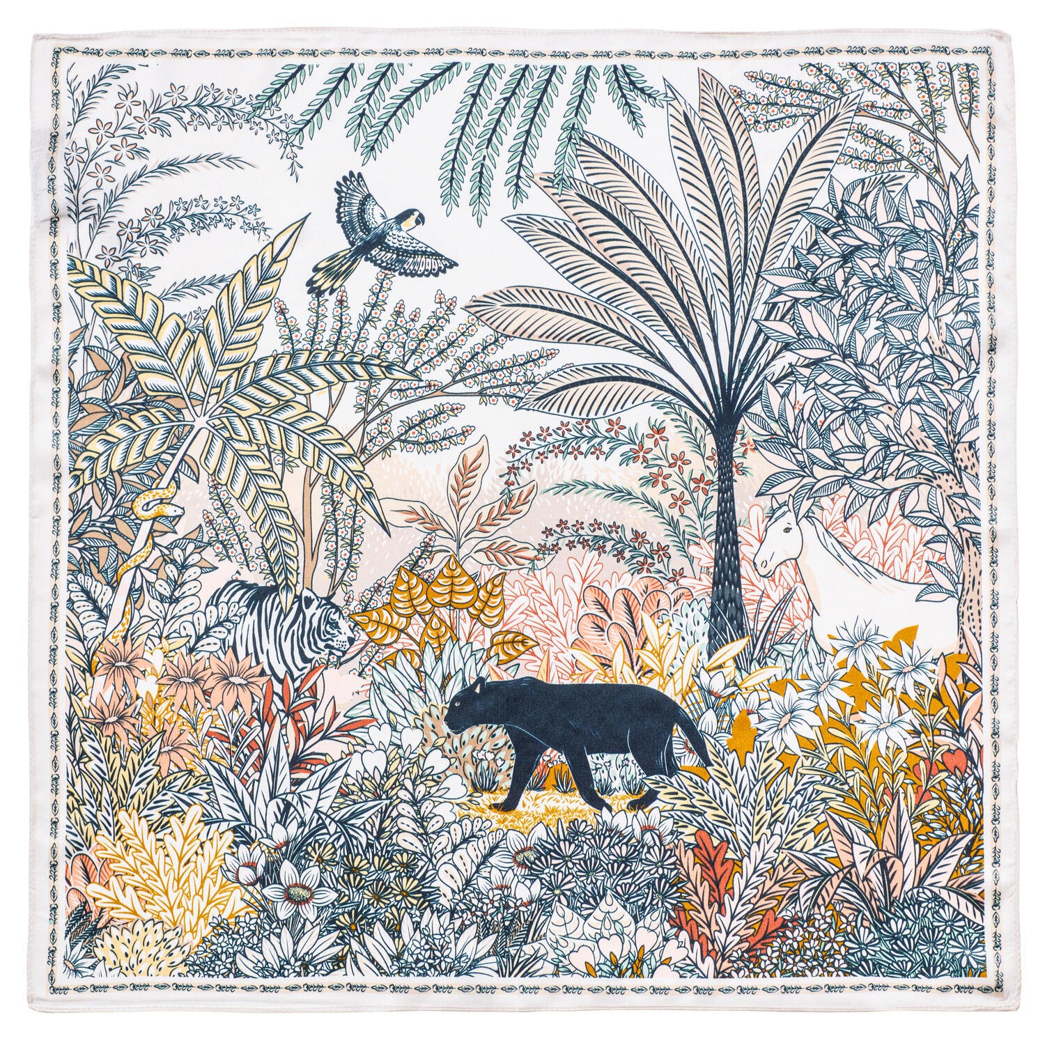 Silketørklæde, Black panther pastel - 50x50 cm.